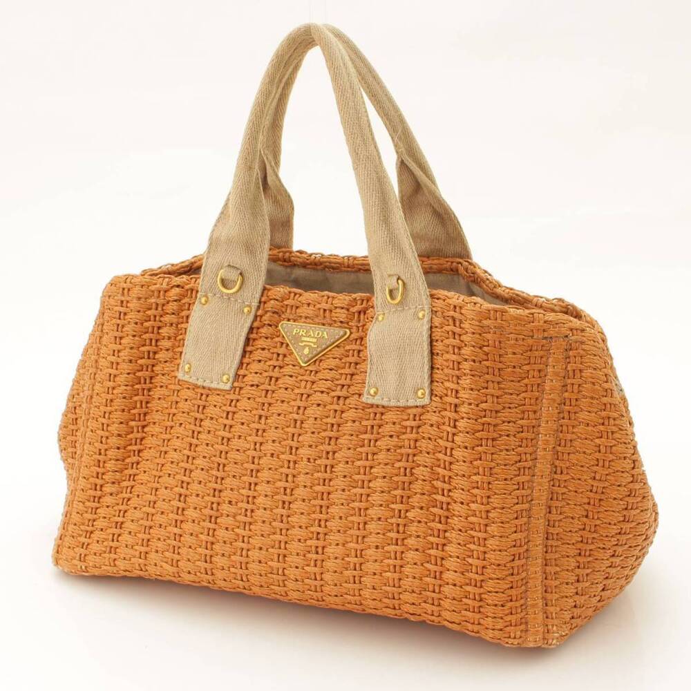 Prada basket Tan tote raffia beige bag Straw